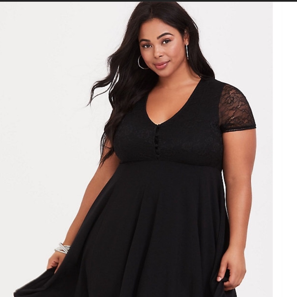 Black Lace Jersey Cotton Dress